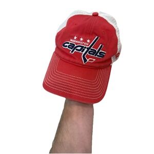 Washington Capitals Trucker Hat Red White Mesh Snapback Cap NHL Fanatics